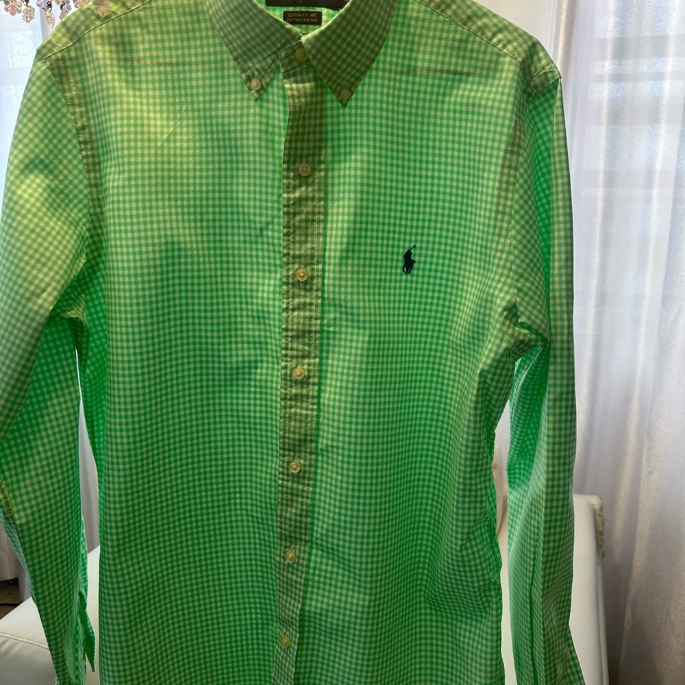 Ralph Lauren Green Gingham Button-Down Shirt